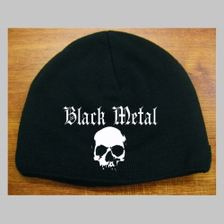 Black Metal čierna pletená čiapka stredne hrubá vo vnútri naviac zateplená, univerzálna veľkosť, materiálové zloženie 100% akryl